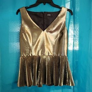 🌻 EUC Kate Spade Peplum Pleated Lamé Tank Top